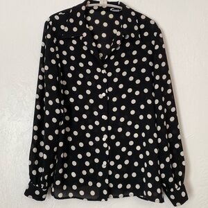 Vintage Women’s Polyester Polka Dot Button Down Shirt